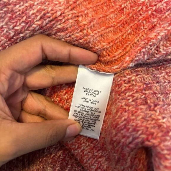 Frye & Co. Spacedyed Ombre Sweater 3X Wool Blend Pink/Red Crewneck With Fringe D - Picture 6 of 6